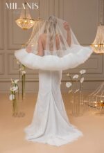 Milky White Fingertip-Length Bridal Veil - Image 2