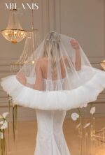 Milky White Fingertip-Length Bridal Veil - Image 4